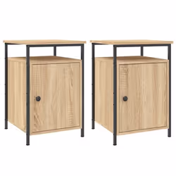 Table de chevet - DEC - Lot de 2 - Bois dingénierie - Fer - 40 x 42 x 60 cm