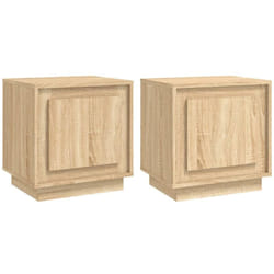 Lot de 2 tables de chevet avec compartiment avec porte 44 x 35 x 45cm bois d'ingénierie couleur chêne DEC035892