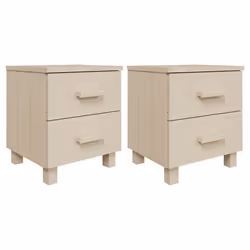 Table de chevet - DEC036010 - Bois de pin massif - 2 tiroirs - 40 x 35 x 445 cm - Marron miel