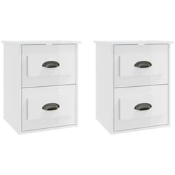 Lot de 2 tables de chevet murales avec tiroirs 41,5 x 36 x 53 cm bois d'ingénierie blanc DEC036032