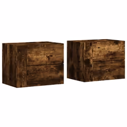 Table de chevet murale - DEC036049 - 2 tiroirs - Bois dingénierie - 45 x 30 x 35 cm - Marron