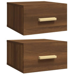Lot de 2 tables de chevet murales avec tiroir 35 x 35 x 20 cm bois d'ingénierie marron DEC036056