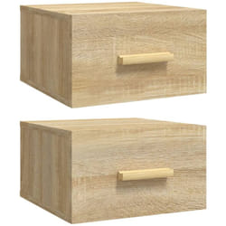 Décoshop26 - Lot de 2 tables de chevet murales avec tiroir 35 x 35 x 20 cm bois d'ingénierie couleur chêne DEC036068