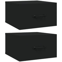 Lot de 2 tables de chevet murales avec tiroir 35 x 35 x 20 cm bois d'ingénierie noir DEC036096