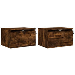Table de chevet murale - DÉCOSHOP26 - DEC036131 - Bois dingénierie - Lumières LED RVB - 50 x 36 x 30 cm