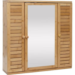 Décoshop26 - Armoire meuble mural de salle de bain avec miroir 3 étagères 3 portes en bambou 60x60x15 cm 040005765