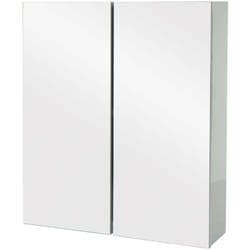 Décoshop26 - Armoire à miroir meuble de salle de bain mural 2 étagères brillant 70 x 60 x 16 cm gris 040005767