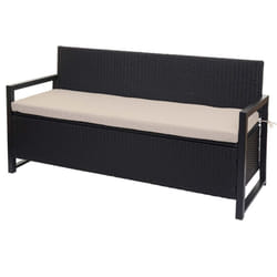 Banc 3 places en polyrotin hwc-f39 banc de jardin coffre banc compartiment de rangement coussin de siège de rangement coussin anthracite beige