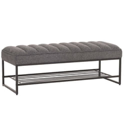 Banc avec étagère à chaussures banquette rembourrée banc de vestiaire étagère à chaussures tissu chenille métal 130 cm gris foncé 040005810