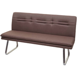 Décoshop26 - Banc canapé de salle à manger banquette rembourrée avec dossier en tissu marron et acier inoxydable brossé longueur 160 cm 040005851