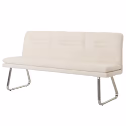 Banc de salle à manger - Non spécifié - 180 cm - Tissu bouclé crème - Acier inoxydable brossé - 3 places
