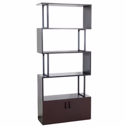 Bibliothèque séparateur de pièce - MARQUE - 183x80 cm - MDF marron foncé - 4 étagères - Design contemporain