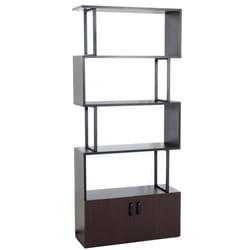 Bibliothèque séparateur de pièce - MARQUE - 183x80 cm - MDF marron foncé - 4 étagères - Design contemporain