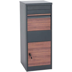 Décoshop26 - Boîte à colis boîte aux lettres sur pied acier galvanisé anthracite aspect bois foncé 040005913
