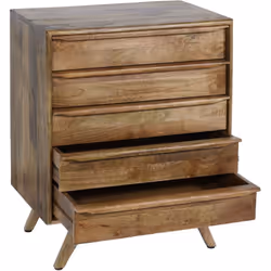 Fabriquée en bois de manguier, cette commode est non seulement synonyme d'un design exquis, mais aussi de robustesse. Cinq ti ...