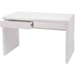 Bureau table d'ordinateur avec 2 tiroirs mdf blanc brillant 100x60 cm 040006052