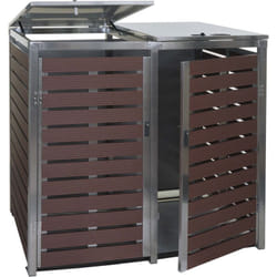 Cache-poubelle abris poubelle vérouillable 117x144x102 cm wpc acier inoxydable aspect noyer 040006088