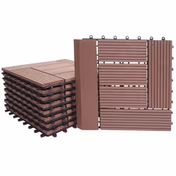 Dalles de carrelage - WPC - 30x30cm - 11 pièces - Résistant aux intempéries - Couleur marron