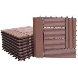 Dalles de carrelage - WPC - 30x30cm - 11 pièces - Résistant aux intempéries - Couleur marron