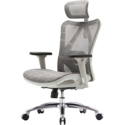 Fautuil de bureau ergonomique avec accoudoirs hauteur réglable en maille gris cadre blanc 040006216