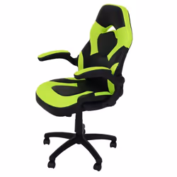 Chaise de bureau pivotante - Non spécifié - Gaming - Accoudoirs réglables - Hauteur réglable - PVC noir vert