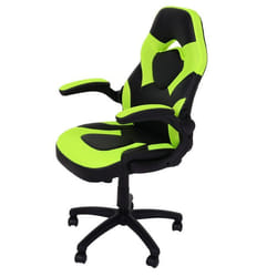 Chaise de bureau pivotante - Non spécifié - Gaming - Accoudoirs réglables - Hauteur réglable - PVC noir vert