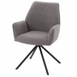 Chaise de salle à manger - Noname - Modèle 04_0006273 - Tissu bouclé gris clair - Accoudoirs - Rotative 180°