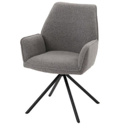 Chaise de salle à manger - Noname - Modèle 04_0006273 - Tissu bouclé gris clair - Accoudoirs - Rotative 180°