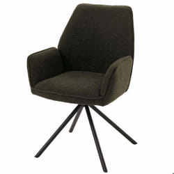 Chaise de salle à manger - Care - Modèle 04_0006277 - Tissu bouclé vert olive - Accoudoirs - Trépied robuste