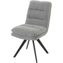 Chaise de salle à manger x1 rotatif en tissu bouclé gris clair rembourrage épais coins arrondis 040006279