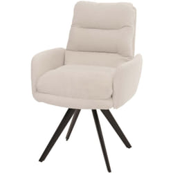 Chaise de salle à manger chaise de cuisine pivotante position automatique tissu/textile bouclé blanc crème avec accoudoir 040006285