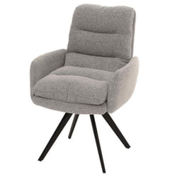 Chaise de salle à manger - Non spécifié - Pivotante - Tissu gris clair - Accoudoirs - Design contemporain