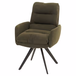 Chaise de salle à manger - 04_0006290 - Pivotante - Tissu vert - Accoudoirs - Design contemporain