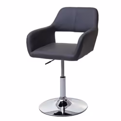 Chaise de salle à manger - Design rétro - PVC gris - Hauteur réglable - Piètement chrome - 360° rotatif
