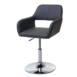 Chaise de salle à manger - Design rétro - PVC gris - Hauteur réglable - Piètement chrome - 360° rotatif