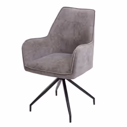 Chaise de salle à manger - Chic - Rembourrée - Accoudoirs - Tissu polyester - Métal gris foncé
