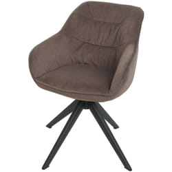 Chaise de salle à manger rembourrée avec accoudoir rotatif en métal tissu/textile marron 040006328