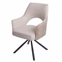 Chaise de salle à manger - Crème - Rotative 180° - Accoudoirs - Design contemporain - Confortable
