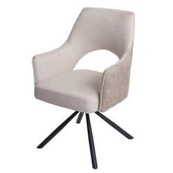 Chaise de salle à manger - Crème - Rotative 180° - Accoudoirs - Design contemporain - Confortable