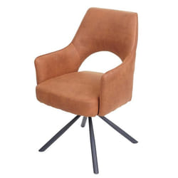 Chaise de salle a manger fauteuil rotatif en tissu aspect daim marron 04_0006333