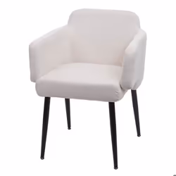 Chaise de salle à manger - Chic - Rembourrée - Accoudoirs - Tissu blanc - Métal