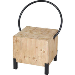 Chaise de salle à manger tabouret desgn industriel en métal et bois massif 040006343