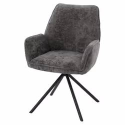 Chaise de salle à manger - Noname - Modèle 04_0006357 - Tissu chenille gris foncé - Accoudoirs - Rotation 180°