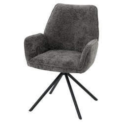 Chaise de salle à manger - Noname - Modèle 04_0006357 - Tissu chenille gris foncé - Accoudoirs - Rotation 180°