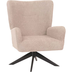 Décoshop26 - Chaise lounge fauteuil cocktail rembourrée relaxation pivotante tissu chenille taupe et métal 040006378