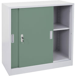 Décoshop26 - Armoire de bureau en acier avec portes coulissantes verrouillables 90x90x45 cm vert 040006410