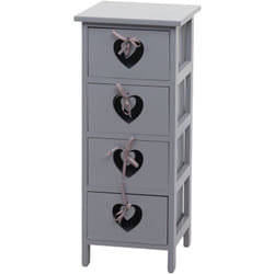 Décoshop26 - Commode meuble d'appoint 4 tiroirs avec motif coeurs 70x29x25 cm design vintage gris-bleu 040006498