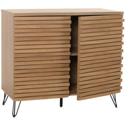 Commode armoire buffet avec 2 portes et 4 compartiments de rangement en bois massif manguier et métal 85x95x45 cm 040006524