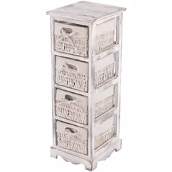 Cette étagère chic avec 4 tiroirs en forme de corbeille à maïs attire tous les regards et embellira n'importe quelle pièce !  ...
