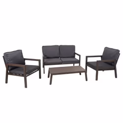 Ensemble de salon de jardin - Chic - Métal - 4 places - Coussins confortables - Table rectangulaire